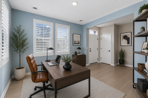 Inviting entry sets the tone for this beautifully appointed home. AI Staged