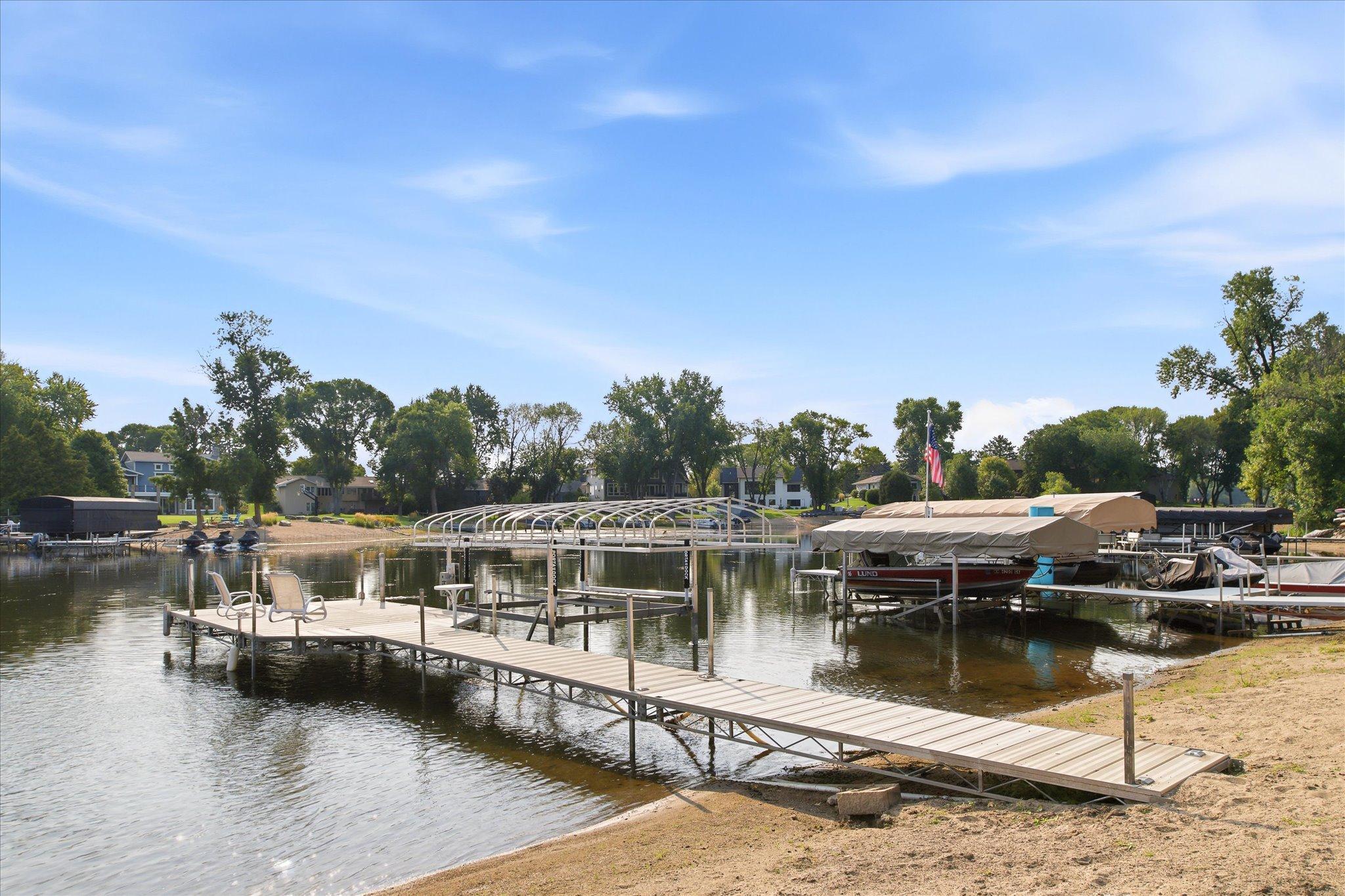 Another view of the private dock and shoreline on Prior Lake.