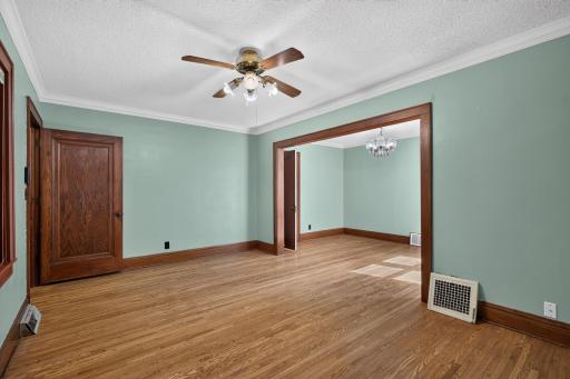 Looking into the formal eating area from the living area