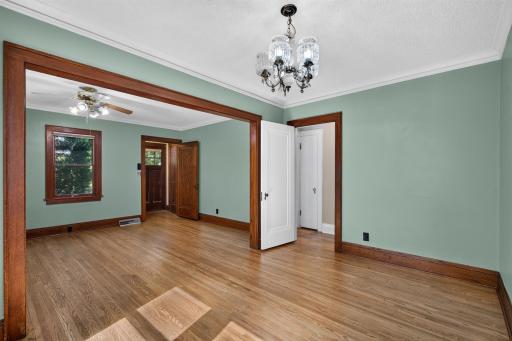 Bedroom and bathroom hallway from the formal eating area