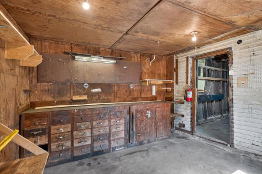 Entering the garage through the work shop