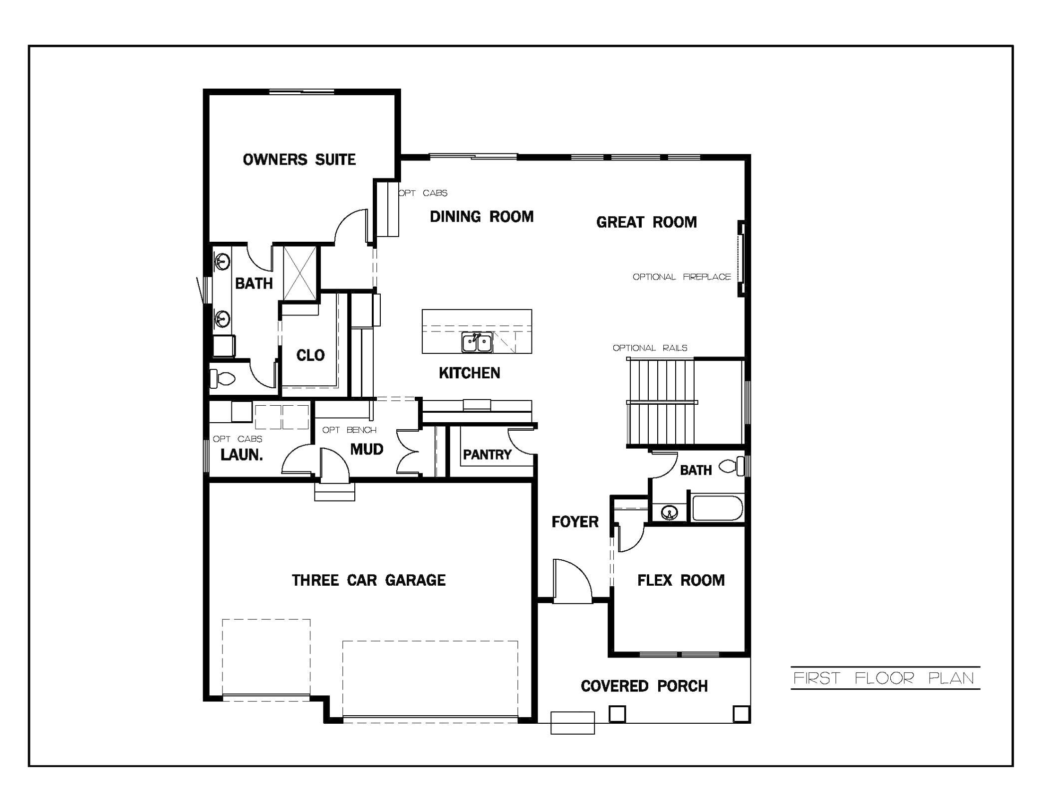 MAIN FLOOR. Actual floor plan showing options
