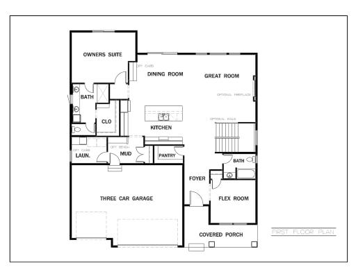 MAIN FLOOR. Actual floor plan showing options