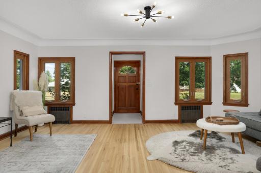 Living Room with newly finished hardwood floors