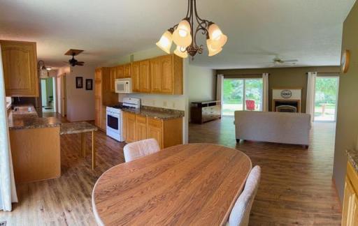 Dining open to kitchen and living room