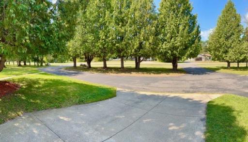 Paved circular driveway