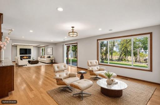 Basement Rec Room (staged): Large finished recreation and entertainment room offering plenty of space to gather and relax.