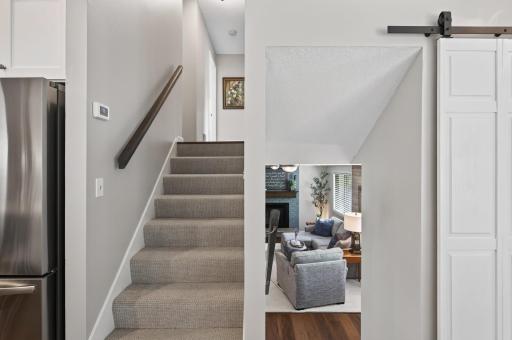 New carpeting on the stairs and hallway
