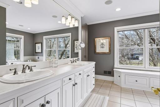 Bright primary ensuite with dual sinks