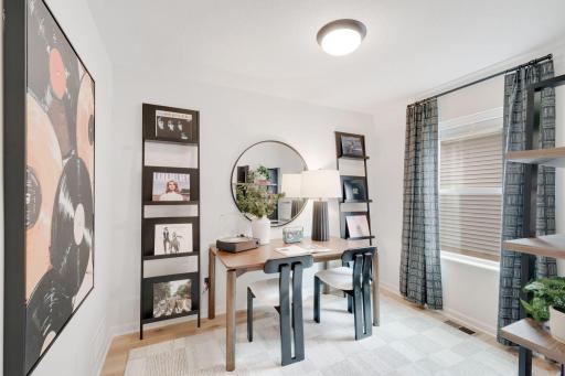 Main floor flex room is perfect for home office, play room, hobby/craft room or anything else you can think of! Photos are for representational purposes. Styles, colors and selections may vary.