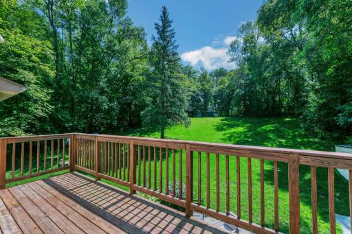 Wooded Backyard attracts deer and turkeys for your viewing pleasure. Deck is being stained.