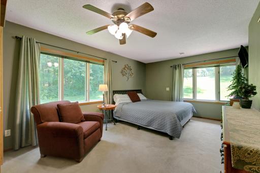 Master Bedroom on Main level. Big windows to watch deer and nature.