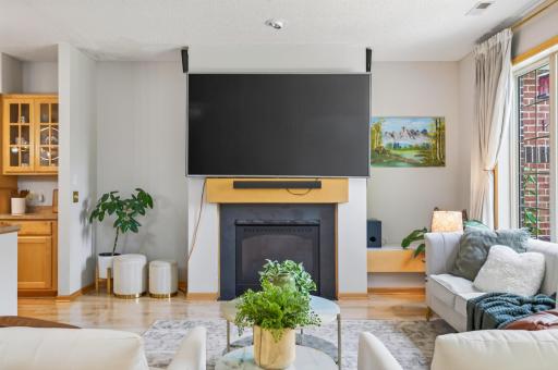 Gas fireplace with built in bench on once side