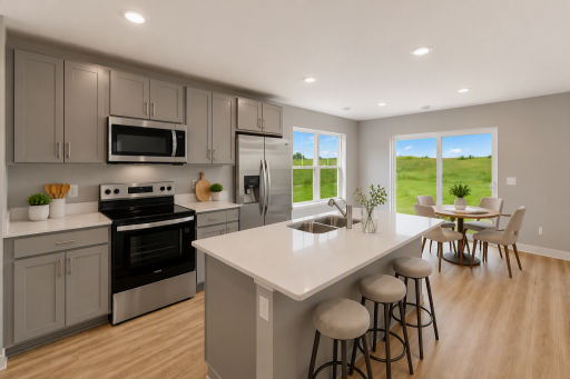 Host the next event! There's room for everyone to eat! Virtually staged kitchen.