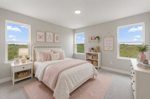 The Pattison offers 4 bedrooms on the upper level + laundry for your convenience. Photo virtually staged.