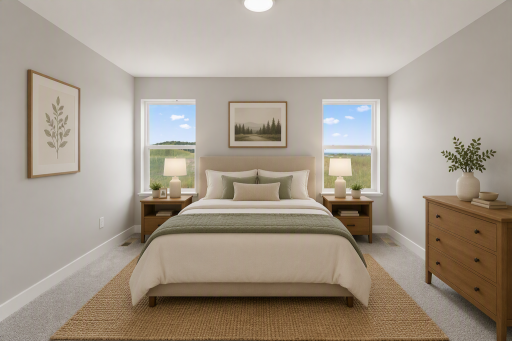 Spacious primary bedroom! Virtually staged.