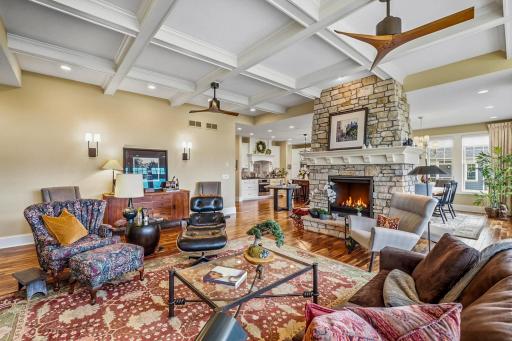 Main Floor Living Room w Limestone Fireplace