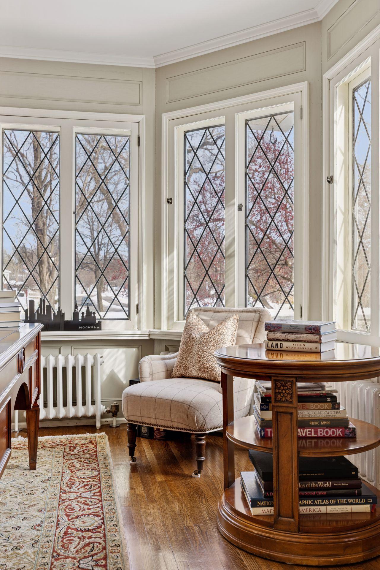 Original windows in office have been triple paned and reinstalled