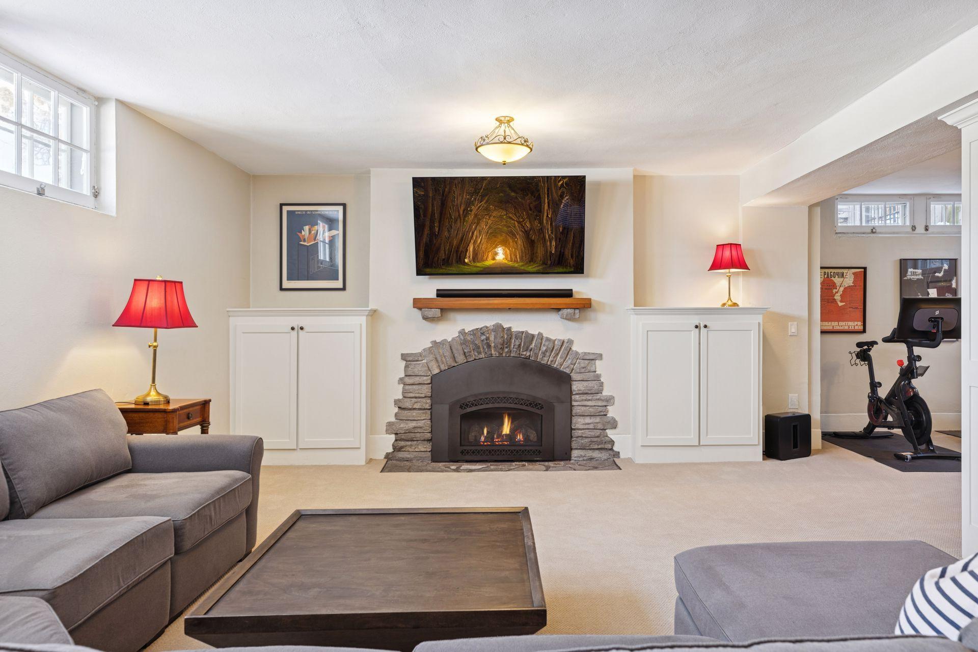 Plenty of room to gather, relax, and unwind in front of the fire