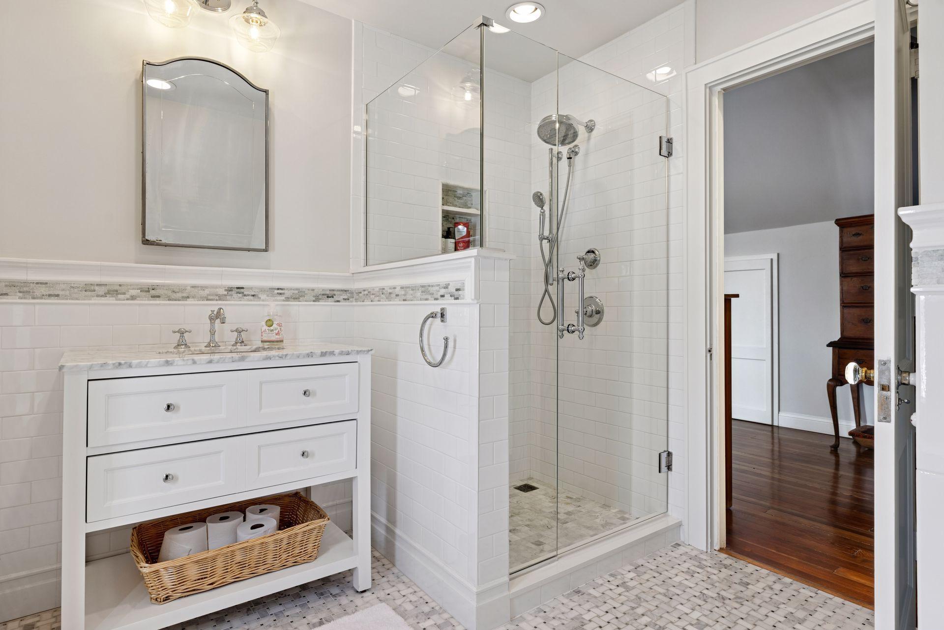 A private bath adds comfort and independence to this upper level.