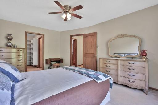 Owners bedroom with walk-in closet and walk thru 3/4 bath.