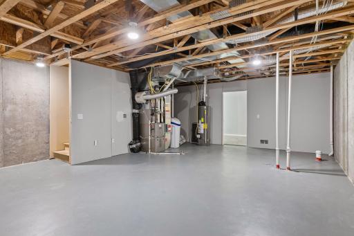 mechanical room and rough in for a 4th bathroom in the basement