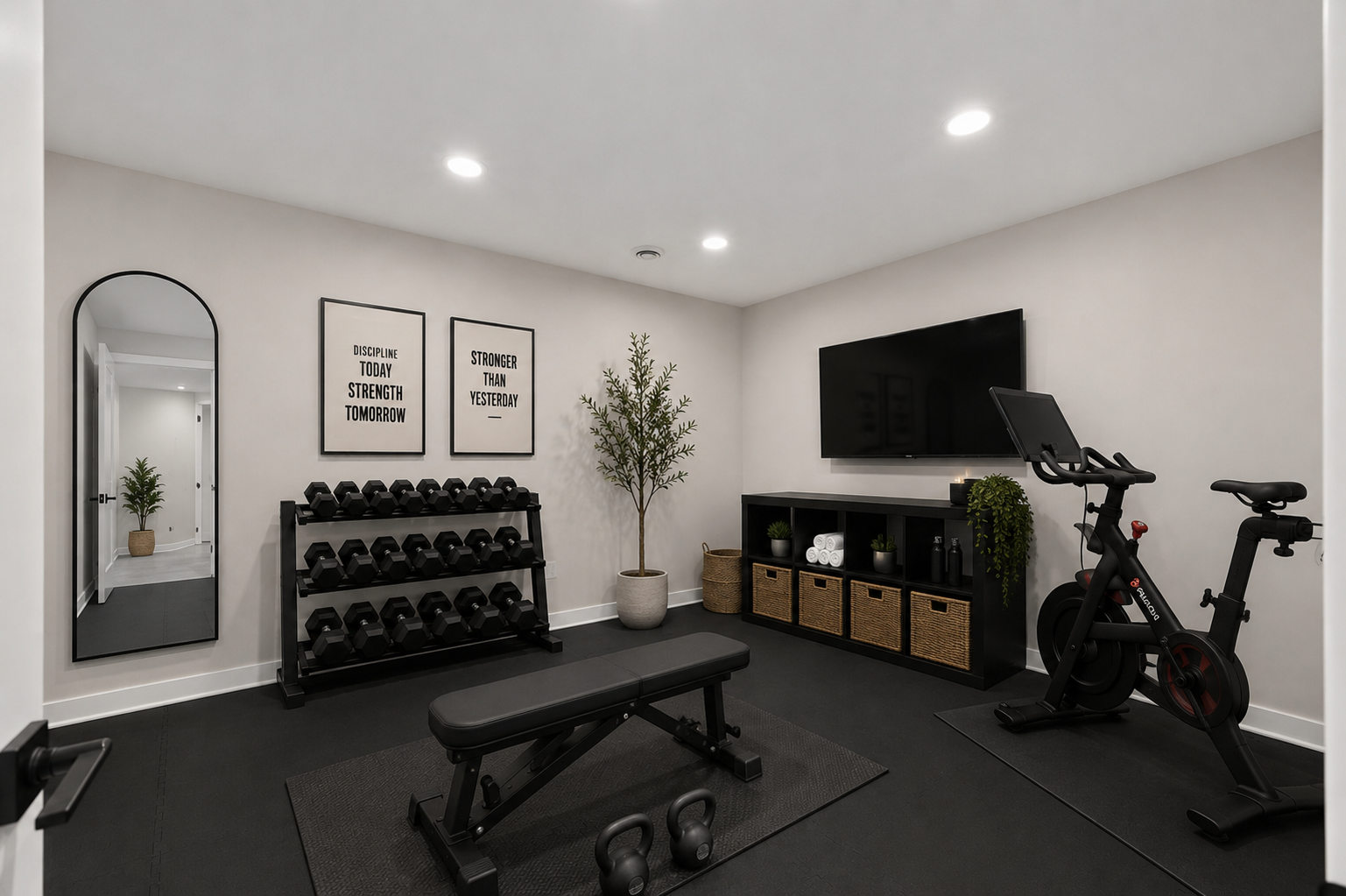 Virtually staged workout room