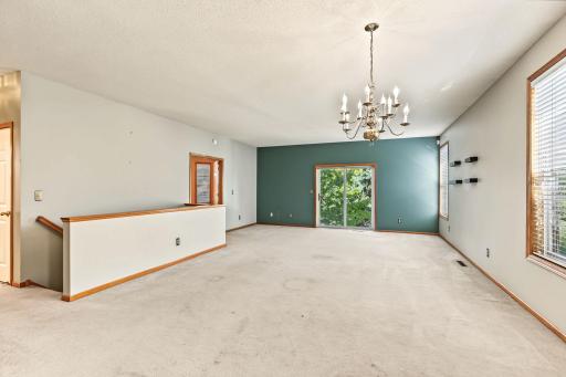 Another view of main level showing sliding doors in living room for future deck.