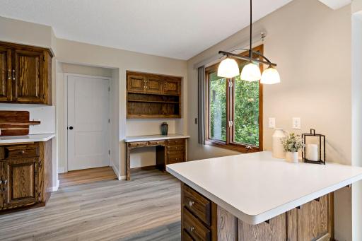 Nook could be a coffee station, additional work desk, or spot for dinette
