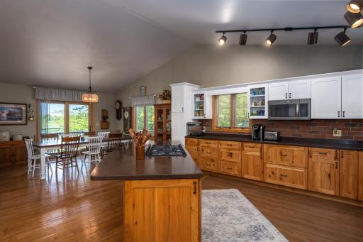 Distressed Hickory with white uppers and solid counters