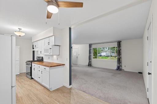 View from the dining room to the living room. Nice, open floor plan.