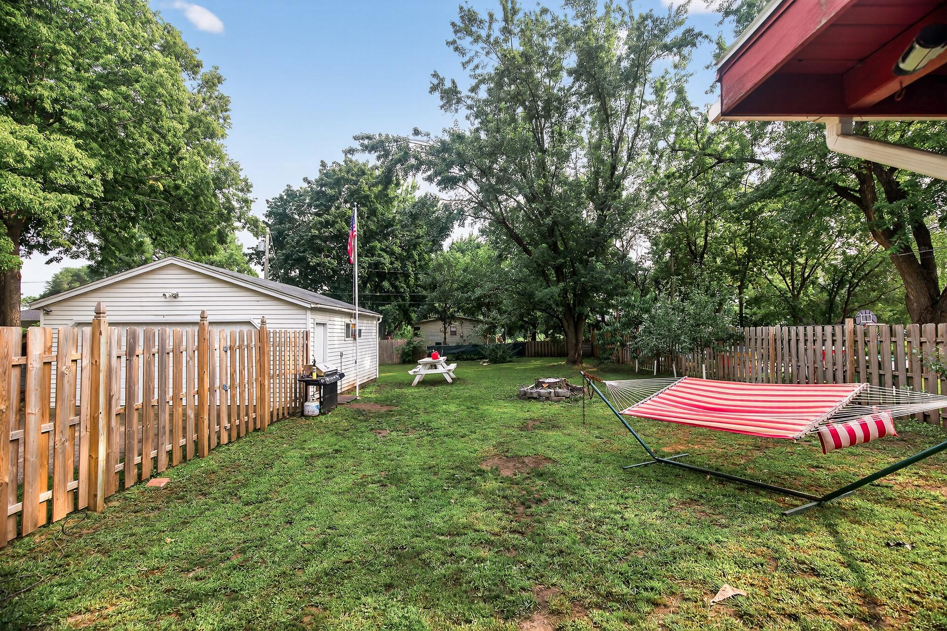 Fully fenced in yard