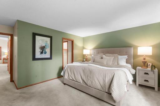 The main level includes two bedrooms, including a spacious primary suite.