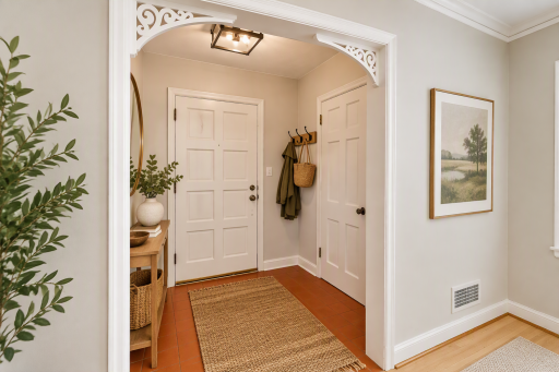 Large Foyer and Front Hall Closet - Virtually Staged Photos