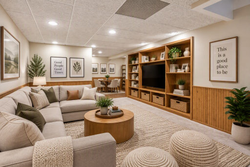 Lower Level Family Room - Virtually Staged Photos