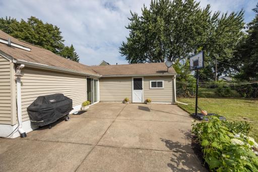 A gigantic patio that you could use for dining, sports, or whatever fits your needs