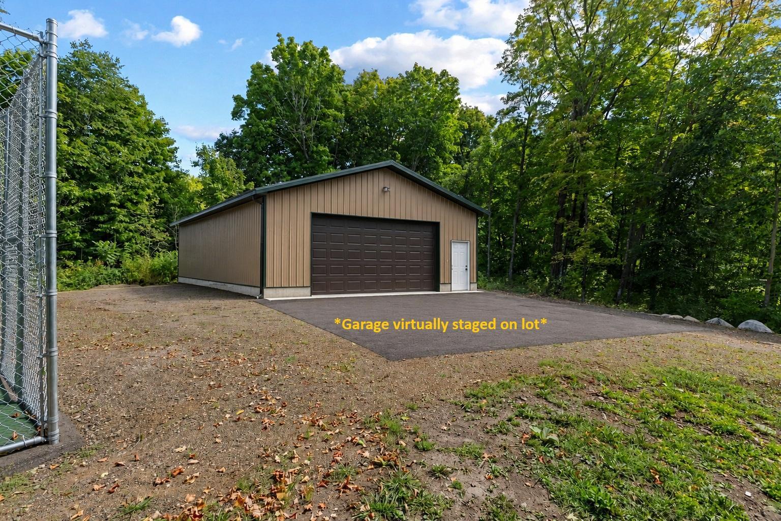 garage is virtually staged on lot