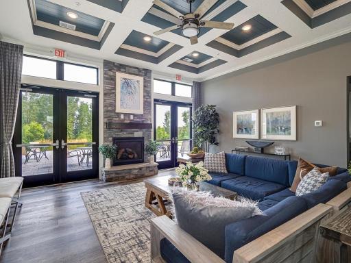 Laurel Creek Community Room with gas fireplace.