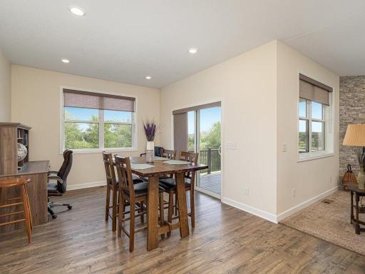 The dining room allows easy access to the covered back deck thru patio door.