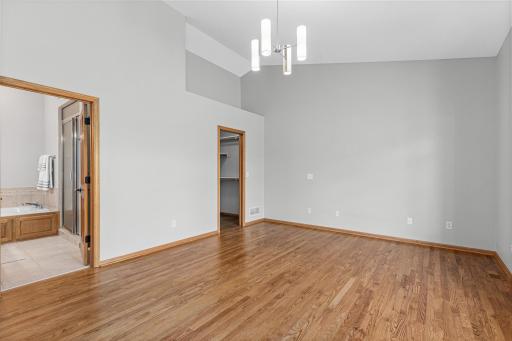 Private ownerâs suite includes vaulted ceilings, updated lighting, hardwood floors. Spa like bathroom with a steam shower. Large owner's closet allows for excellent storage and organization.