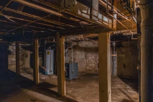 Basement with boiler and water heater