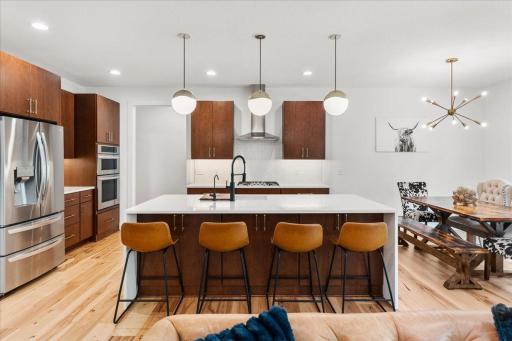 A beautiful large island with storage, sink and room for entertaining