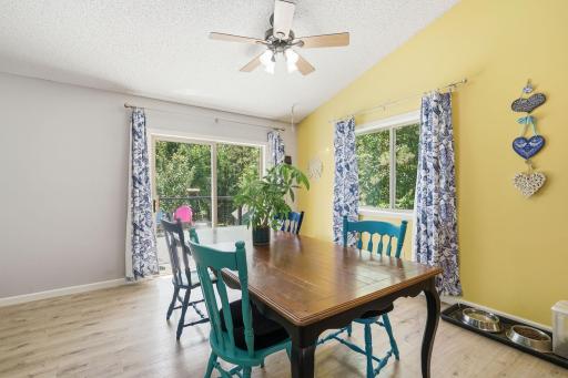 Beautiful dining space with walkout to backyard and deck.