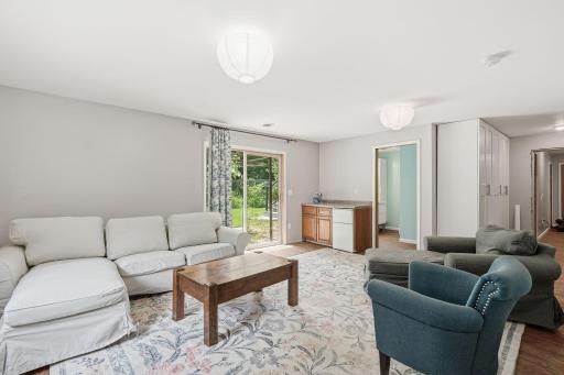 Lower level family room with walkout to patio area.