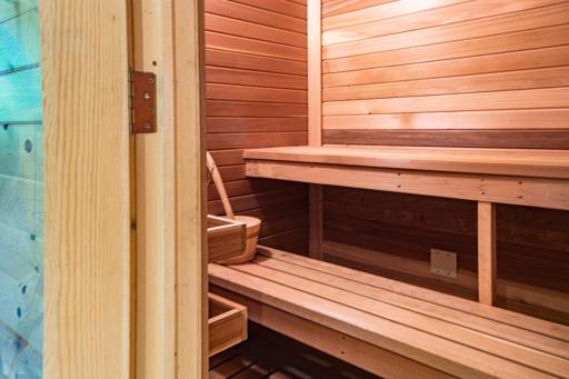 Relax and refresh in the red cedar lined sauna! The aroma is wonderful!