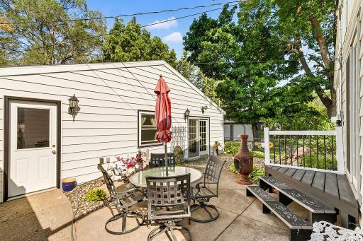 Private Backyard Patio and garage with French doors