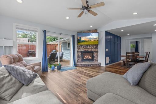 Gas fireplace in the family room addition