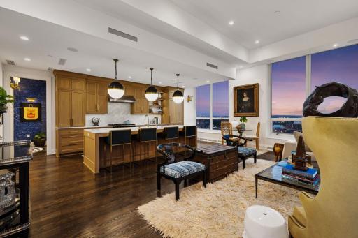 The main living space was substantially enhanced by raising the center ceiling to approximately 11.5 feet, giving the room a noticeably more open and dramatic feel.
