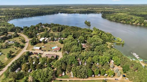 A convenient shoreline boat launch and adjacent parking area provide effortless access for a day of recreation on the water.