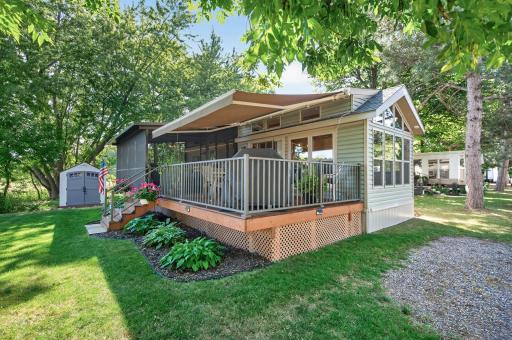 The electric awning gives extra shade for outdoor activities.